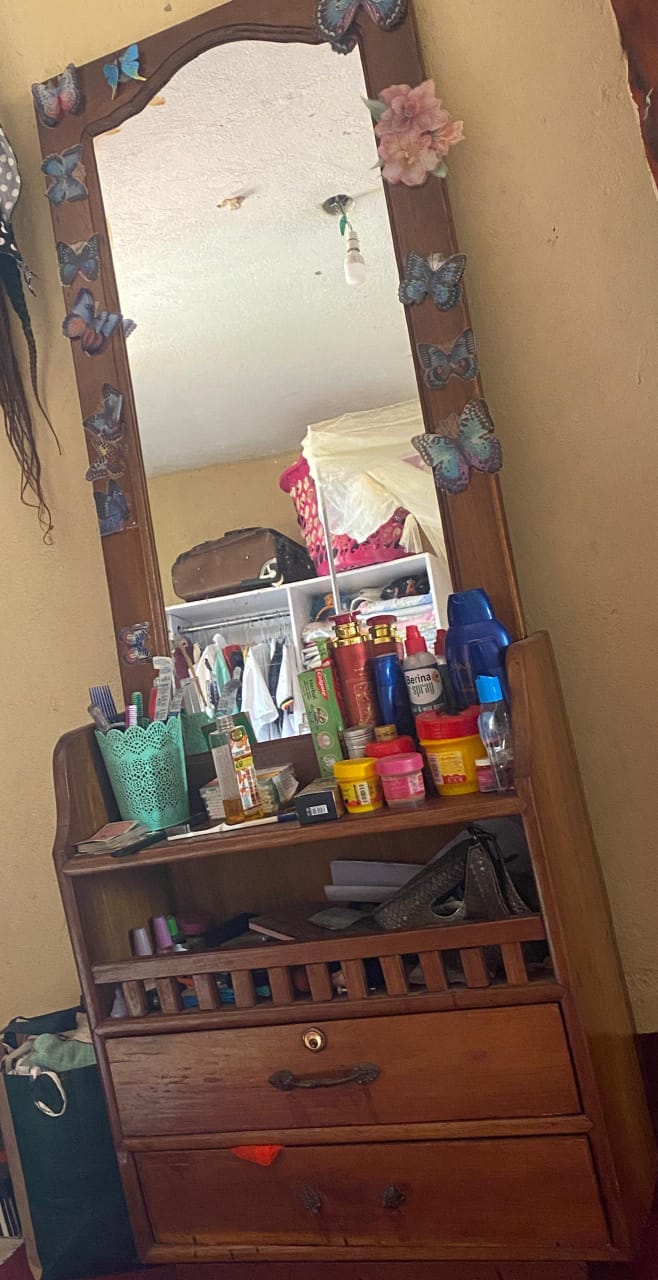 Wooden Dressing Table with Butterfly Mirror